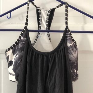 Lululemon Sport Black Floral Bra Tank Top Size 4